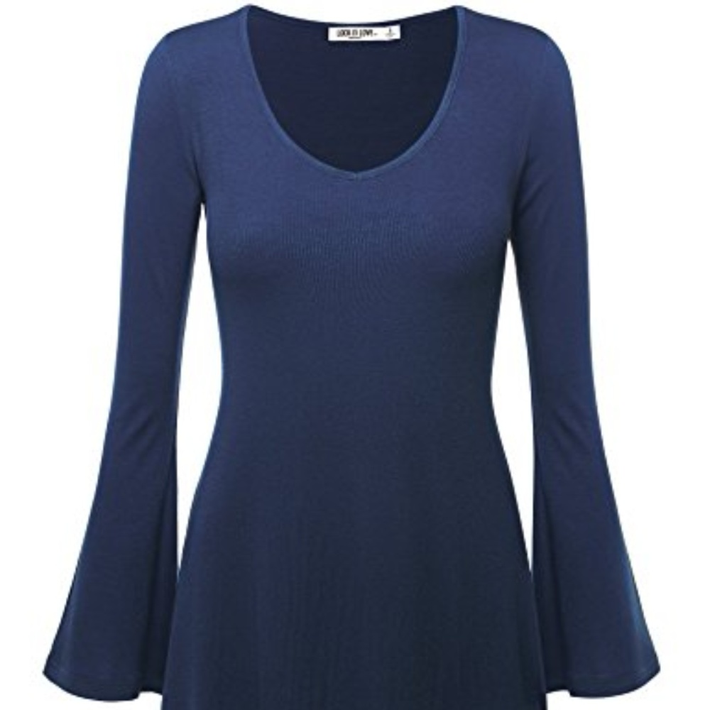 V Neck Long Bell Sleeves Tunic Top NWOT